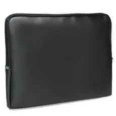 Pasta Notebook Capa Case Preta Couro Ecológico Com Alça Zíper Impermeável Lisa Casual Para Trabalho