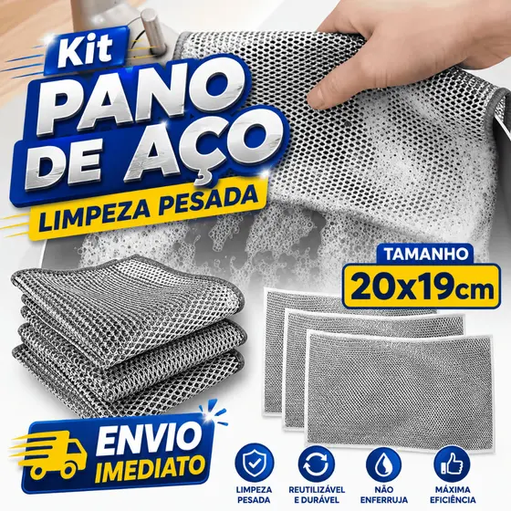 Kit 24/18/12/06 Panos de Limpeza Aço inoxidável Esponja Arear Panela Fogão Louça Tira Gordura Reutilizável