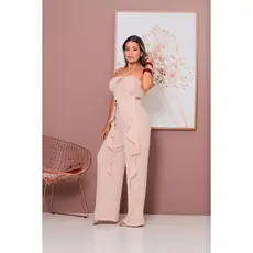 Conjunto Feminino Cropped Frente Única com Amarração e Calça em Tecido Duna - Elegante e Sofisticado