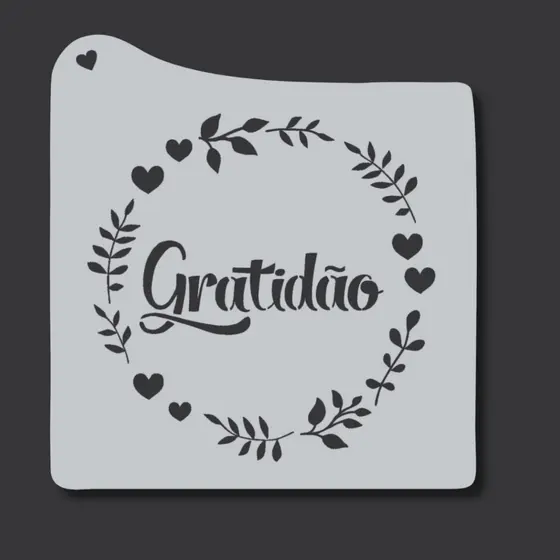 Stencil Palavra Gratidão Molde Vazado p/Pintura Tecido MDF Madeira Parede Camiseta Pano Prato Caixas