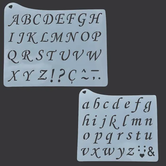 Kit Stencil Molde Vazado Alfabeto Abecedário Letras Maiúsculas e Minúsculas para Pintura em Banners