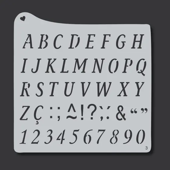 Stencil Alfabeto Abecedário Molde Vazado Letras Maiúsculas com Números para Pintura Tecido Pano EVA