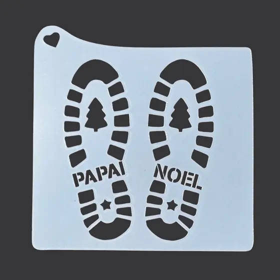 Stencil Pegadas do Papai Noel Molde Vazado 16,5 x 15 Pinturas MDF Artesanato Tecido Enfeite de Natal