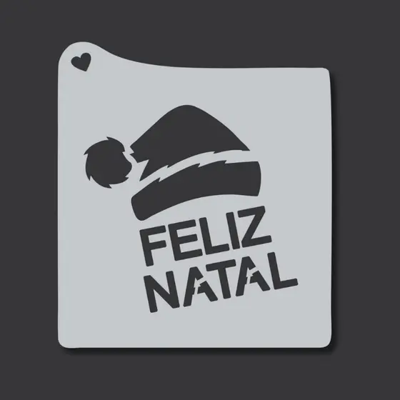 Stencil Feliz Natal Touca Papai Noel Molde Vazado 16,5 x 15 Pintura Natalina Tecido Pano Artesanato
