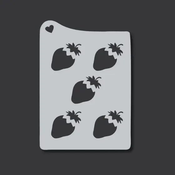 Stencil 5 Morangos Frutas Molde Vazado para Pintura, Tecido, Pano de Prato, Artesanato, Mdf, Madeira