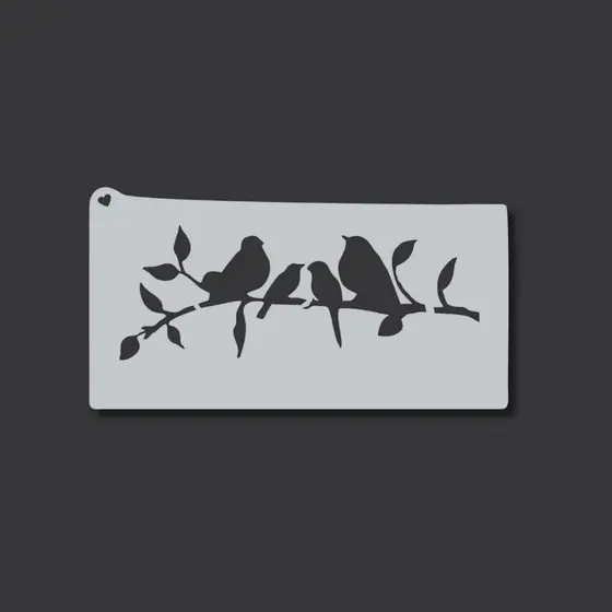 Stencil Molde Vazado Pássaros Aves Passarinho Galho Natureza Pintura Artesanato Parede Tecido MDF