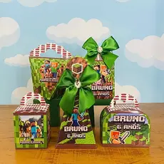 Kit Festa Minecraft – Kit Completo de Lembrancinhas e Caixas Personalizadas para Festa Infantil Tema Mi