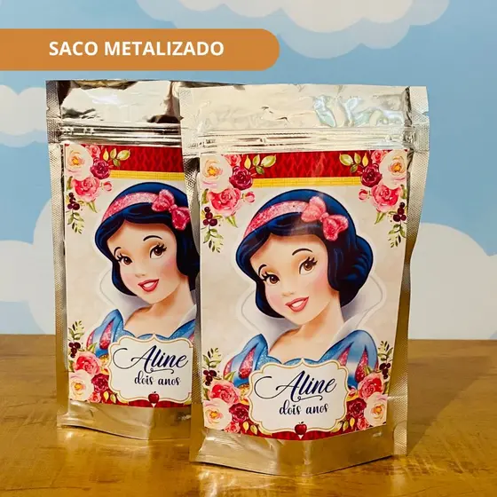 40 Saco Metalizado Personalizado BRANCA DE NEVE Lembrancinhas