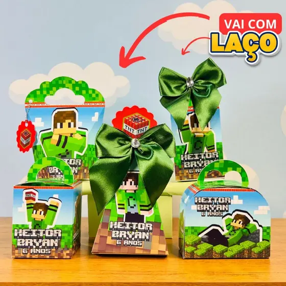Kit Festa Minecraft  CADRES – Lembrancinhas Personalizadas DO CADRES Caixas Decoradas e Itens para Festa Infantil