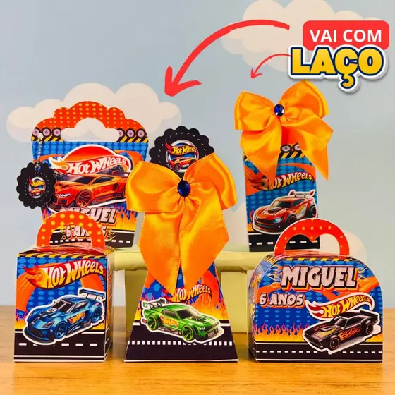 Kit Hot Wheels Personalizado – Caixinhas para Lembrancinhas | Festa Infantil | MONTADO | com laço