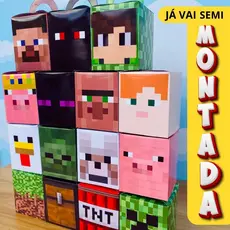 Caixas Cubo Minecraft Lembrancinha Festa - TNT - Steve - Creeper - Cadres