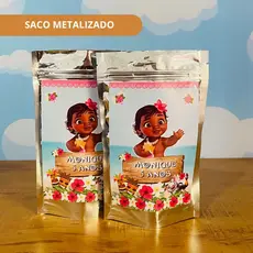 40 Saco Zip Lock Personalizado MOANA BABY Metalizado Lembrancinha