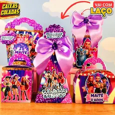 Kit Festa K-Pop Guerreiras | Caixinhas Personalizadas k POP para Aniversário Infantil com laço, já montadas