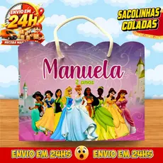 Sacolinhas Princesas Personalizadas - Lembrancinhas Infantil Dinossauro Premium com Nome e Idade