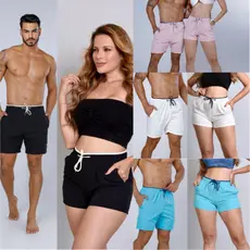 Kit Short Mozão Tactel Lisos conjunto Casal Mauricinho Verão Moda Praia Combinadinho Namorados