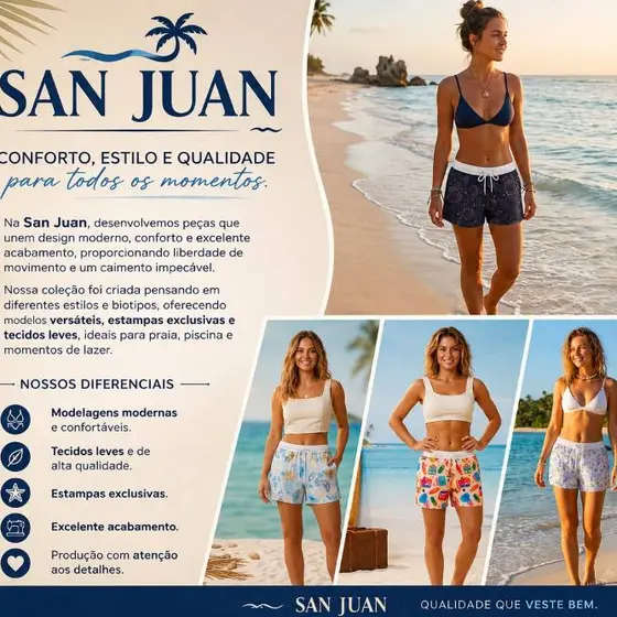Shortinho Feminino Tecido Estampado Perfeito para Praia Piscina e Dia a Dia e Diversas Ocasiões Piscina