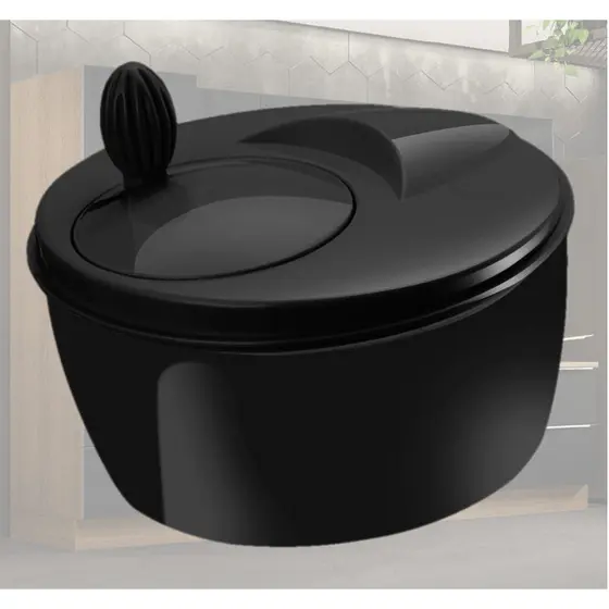Centrífuga de Salada Manual 4L All Black – Secador de Verduras Elegante
