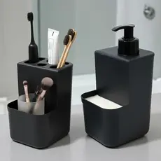 Porta Escovas de Dentes + Dispenser Sabonete Líquido 400ml | Kit Higiene Banheiro