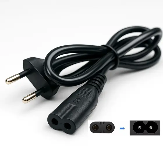 Cabo de força Bipolar Padrão (8) 1,2m 2 Pinos 10A p/ Rádio TV Vídeo Game PS2 Som Cabo de Alimentação de Energia Bivolt
