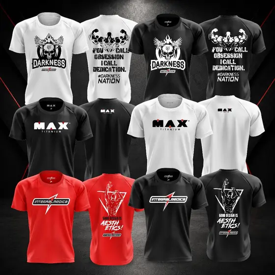 Kit 6 Camisas Esportivas Dry Fit Integralmedica, Darkness e Max Titanium - Academia