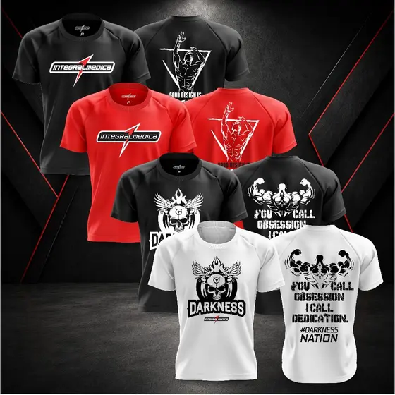 Kit 4 Camisas Esportivas Dry Fit Integralmedica, Darkness, Max Titanium - Academia