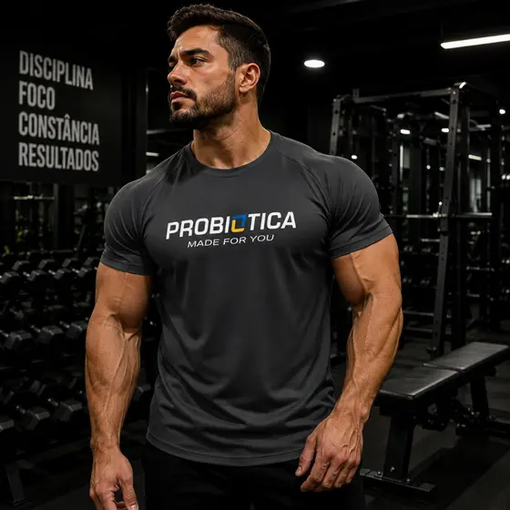 Camisa Probiótica Dry Fit Esportiva para Academia/Casual