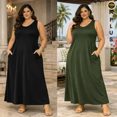 vestido REGATA PLUS SIZE feminino longo preto elegante viscolycra vestidos plu size confort soltinho
