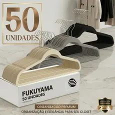 KIT 50 CABIDES DE VELUDO FUKUYAMA COM GANCHO GIRATÓRIO 360° Antideslizante Slim
