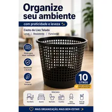 Cesto de Lixo Telado 10L Plástico Resistente Multiuso Ideal para Banheiro Escritório Quarto Cozinha