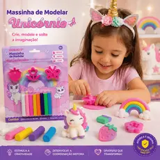 Massinha de Modelar Unicórnio Leo & Leo 8 Cores + 3 Moldes Atóxica INMETRO