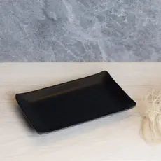 Travessa Retangular Melamina Preta Lyor Tóquio 17,5cm para Sushi Comida Japonesa