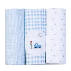 Cueiro Flanelado Bordados Papi Kit 3 Unidades Bebê 100% Algodão