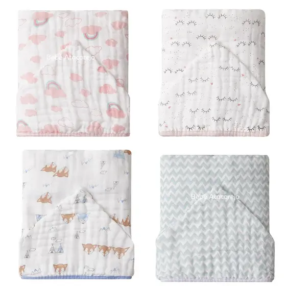 Toalhão De Banho Papi Soft Premium Toalha Fralda Com Capuz Estampada Bebê Infantil