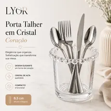 Mesa Posta Utensílios Porta Talheres de Cristal Corações 8,5cm - Lyor