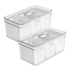 Organizador Alimentos Geladeira cesto Simples ou triplo 5L (30x15x13cm) | Unitário ou 2 Un. | Linha Clear Fresh <OU>