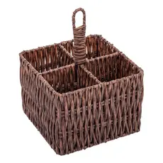 Porta Talheres Revestido Em Plástico Trançado Marrom-escuro Lyor Metal Plástico 20cm X 15cm