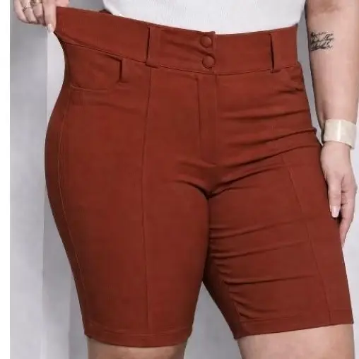 Bemuda Social Bengaline Cintura Alta Plus Size Feminino