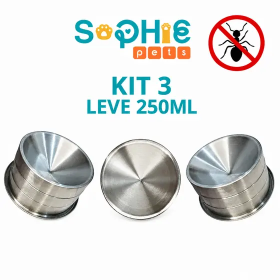 Kit 3 Comedouro Ergonômico Anti-formiga Elevado Para Gato Pet