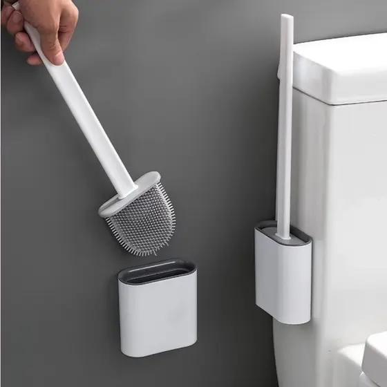 Kit Escova Sanitária de Silicone Maleável com Suporte de Parede