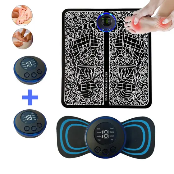 Kit Tapete E Mini Massageador Elétrico Dor Pés E Musculares EMS