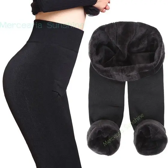 Meia Calça Legging Flanelada Térmica Cintura Alta Adulto Tamanho Único - Preta Com Meia
