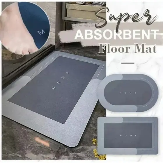 1/2 Tapete Absorvente de Secagem Rapida Atiderrapante de Banheiro/Porta de Entrada