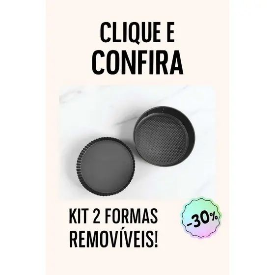 KIT 2 Formas Assadeira crespa e redonda, bolo e torta fundo removível!