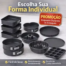 Formas assadeiras revestimento antiaderente diversos modelos individuais, bolo e cup cake