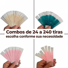 240 a 24 tiras (120 a 12 duplas) Cera Pronta Design Sobrancelhas Facial Babosa Morango Hortela Mel