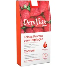Folhas Prontas de Cera Depilatória Corporal Facial Morango Hortela Natural Rosa Babosa Depilflax