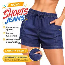 Bermudinha jeans  soltinha feminina, Short de elástico e bolsos na moda feminina para verão linda