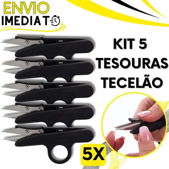 KIT 2/5 Unid Tesoura Tecelão para Arremate de Linha Pic Corta Fácil Preciso Corte Costura Fio Artesanato Bordado Tecido