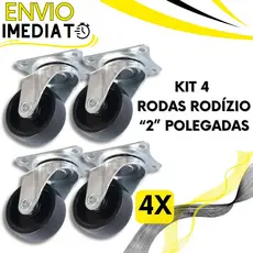 KIT 4 Roda Rodízio Giratório Rodinha de Móveis Suporte Reforçado Resistente "2" Polegadas para Vaso Cabeceira