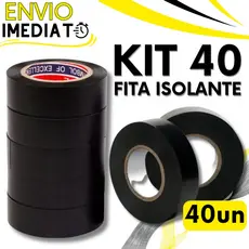KIT Jogo 40 Fitas Isolante Antichama PVC Preta Para Eletricista Fios Cabos Elétricos Uso Geral Domestico e Industrial
